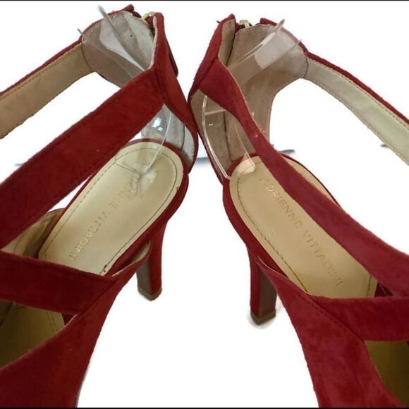 Adrienne Vittadini Red Suede Leather Heels 8.5 - Picture 3 of 7